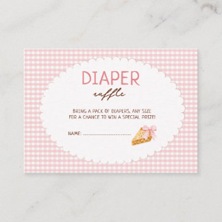 Süßes rosa Gingham-Baby-Shower-Windel-Raffel Begleitkarte