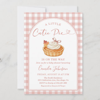 Süßes rosa Gingham-Herbst-Baby-Party-Einladung Einladung