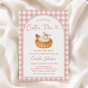 Süßes rosa Gingham-Herbst-Babyshower Einladung