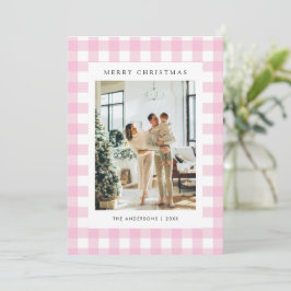 Süßes rosa Gingham-Karo 5 Foto Weihnachten