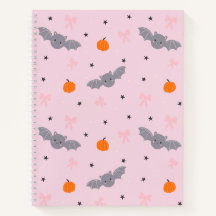 Süßes rosa Halloween-Fledermaus-Muster-Notizbuch