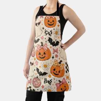 Süßes rosa Halloween-Kürbismuster mit Schleifen Schürze