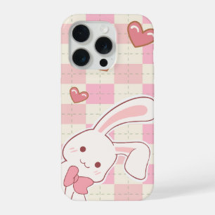 Süßes rosa Hasen-Handyhülle Kawaii Kaninchen Her iPhone 15 Pro Hülle
