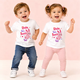 Süßes Rosa-Hasen-Shake-Your-Bunny-Tail-Ostern-Weiß Kleinkind T-shirt