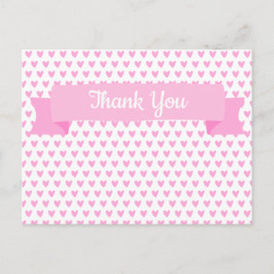 Süßes Rosa-Herzen-Muster   Danke zur Babyparty Postkarte