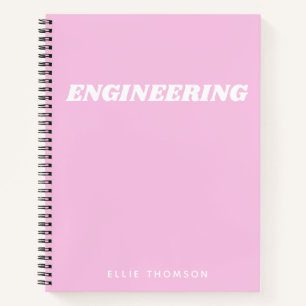 Süßes rosa Ingenieur-Graphenpapier-Monogramm-Name Notizbuch