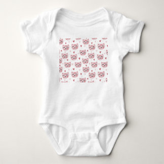 Süßes Rosa Kätzchen und Herzen Muster für Kinder Baby Strampler