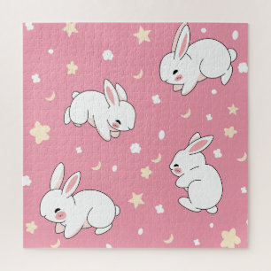 Süßes rosa Kawaii-Hasen-Doodle