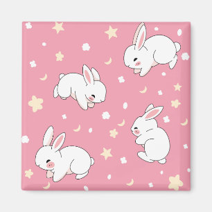 Süßes rosa Kawaii-Hasen-Doodle Magnet