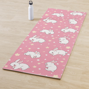 Süßes rosa Kawaii-Hasen-Doodle Yogamatte