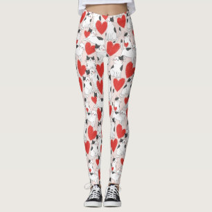 Süßes Rosa Kawaii Katzen & Herzen Muster (7) Leggings