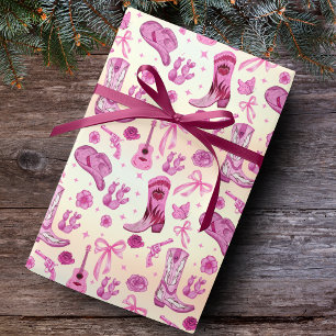 Süßes rosa Koketten-Landmädchen-Muster Geschenkpapier