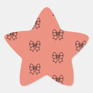 Süßes Rosa Koketten-Schleifenmuster Stern Aufklebe Stern-Aufkleber