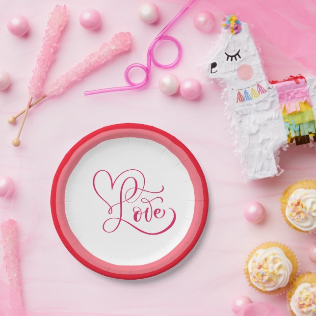 Süßes Rosa Liebes-Design Pappteller (Party)