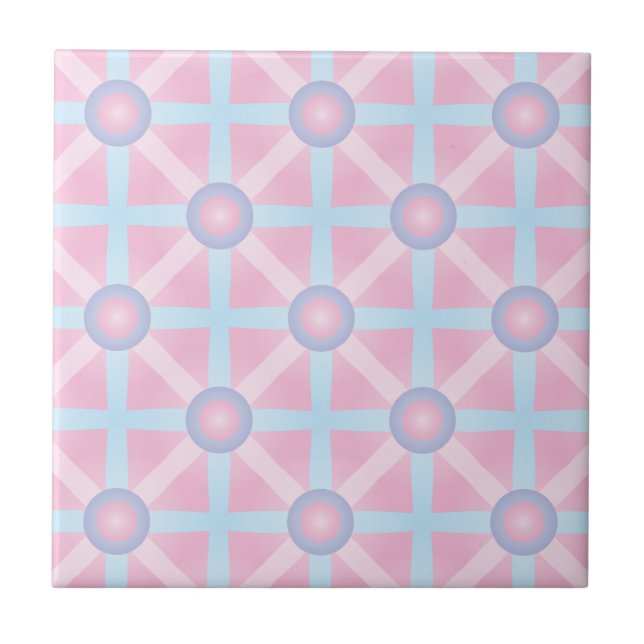 Süßes Rosa, Lila und Hellblau-Muster Fliese (Vorderseite)