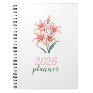 Süßes rosa Lilienschrauben-Planernotizbuch Notizblock