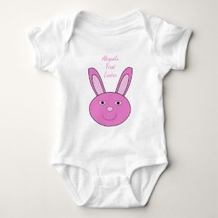 Süßes rosa Mädchen-Hasen-Gesicht Frühling Ostern b Baby Strampler