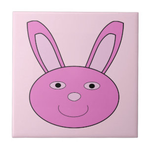 Süßes rosa Mädchen-Hasen-Gesicht Frühling Ostern Fliese