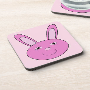 Süßes rosa Mädchen-Hasen-Gesicht Frühling Ostern Getränkeuntersetzer