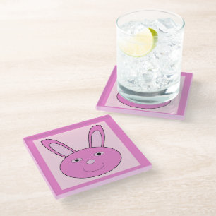 Süßes rosa Mädchen-Hasen-Gesicht Frühling Ostern Glasuntersetzer