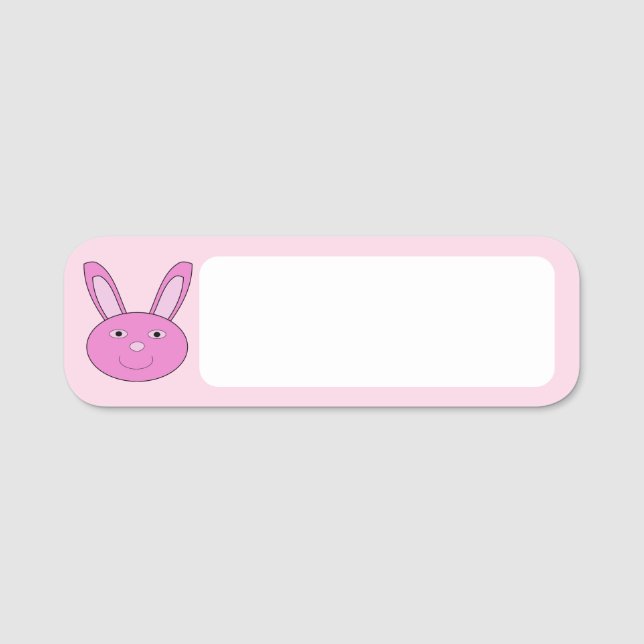 Süßes rosa Mädchen-Hasen-Gesicht Frühling Ostern Namensschild (Vorderseite)
