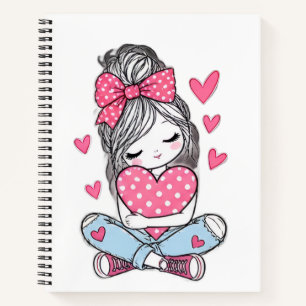 Süßes rosa Mädchen-Herzen-Klassik-Notizbuch Notizbuch