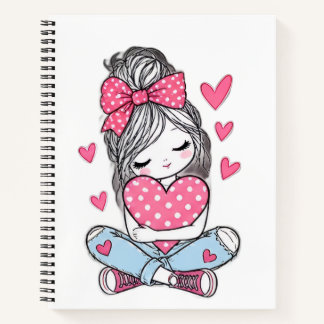 Süßes rosa Mädchen-Herzen-Klassik-Notizbuch Notizbuch
