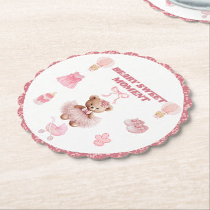 SÜßES ROSA Mädchen Teddy-Bär Dusche Rund gekerbt Untersetzer
