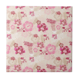 Süßes rosa modernes Blumenmuster Fliese