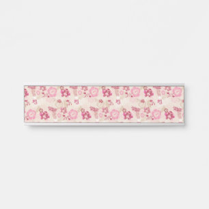 Süßes rosa modernes Blumenmuster Türschild