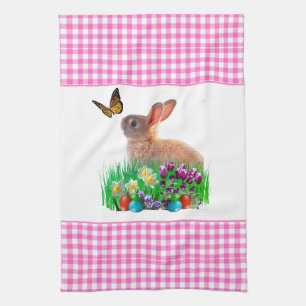 Süßes rosa Osterhasen-Küchentuch Geschirrtuch