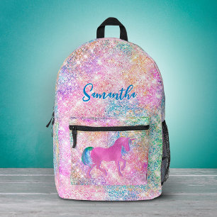 Süßes Rosa Regenbogen Einhorn Glitter Bedruckter Rucksack