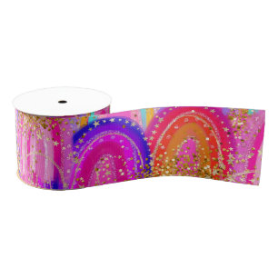 Süßes Rosa Regenbogen-Glitter Ripsband