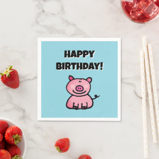Süßes Rosa Schwein Alles Gute zum Geburtstag Serviette