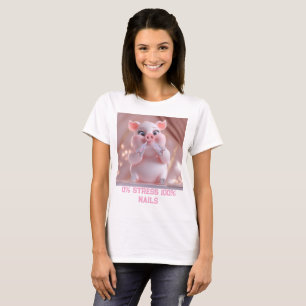 Süßes Rosa-Schwein-Nagelliebhaberinnen-T-Shirt für T-Shirt