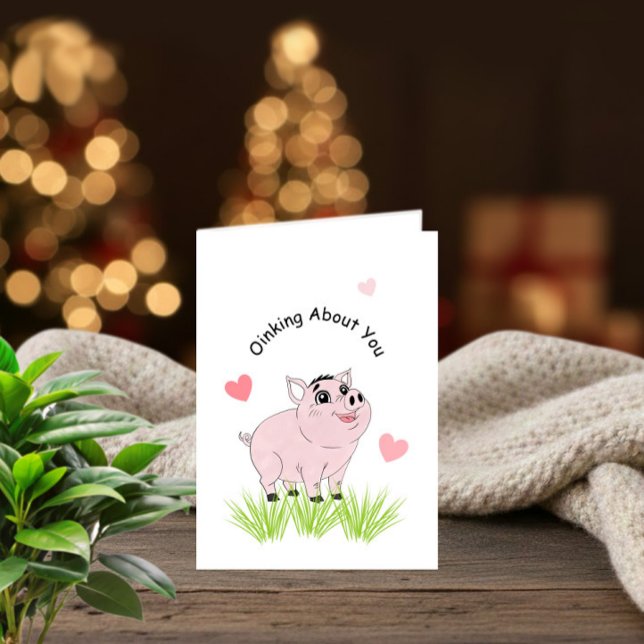 Süßes rosa Schwein zum Valentinstag Karte (Von Creator hochgeladen)
