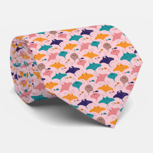 Süßes rosa Stachelrochen- und Mantarochen-Fischmus Krawatte