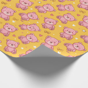 Süßes Rosa-Teddybär-Nahtloses Muster Geschenkpapier