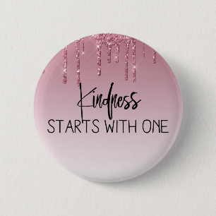 Süßes Rosa tropfendes Glitter Inspirierend Button