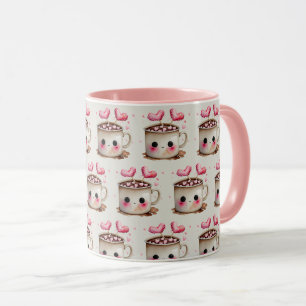 Süßes Rosa und Creme Wasserfarben-Heißgetränk-Must Tasse