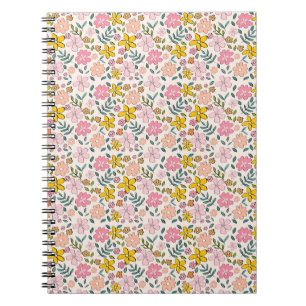 Süßes rosa und gelbes Blumenmuster Notizblock