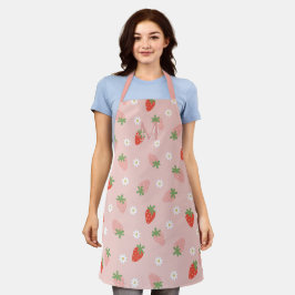 Süßes Rosa und Rote Erdbeeren-Monogramm Schürze