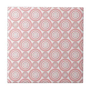 Süßes Rosa und Weißes geometrisches Kreismuster Fliese