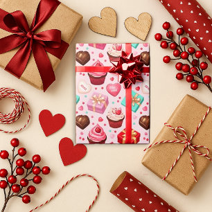 Süßes Rosa Valentinstag Geschenkpapier