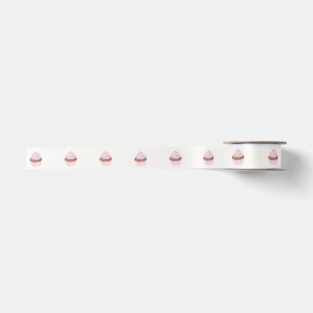 Süßes rosa Wasserfarben-Cupcake Satinband (Vorderseite)