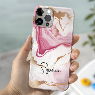 Süßes rosa weißes falsches Glittermarmor Kunstmono Case-Mate iPhone 14 Hülle