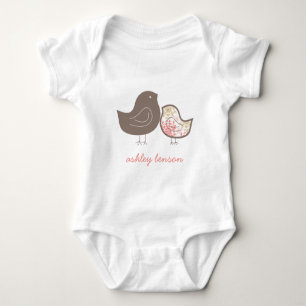 Süßes Rosa Whimsical Damast-Babyküken-T-Shirt Baby Strampler