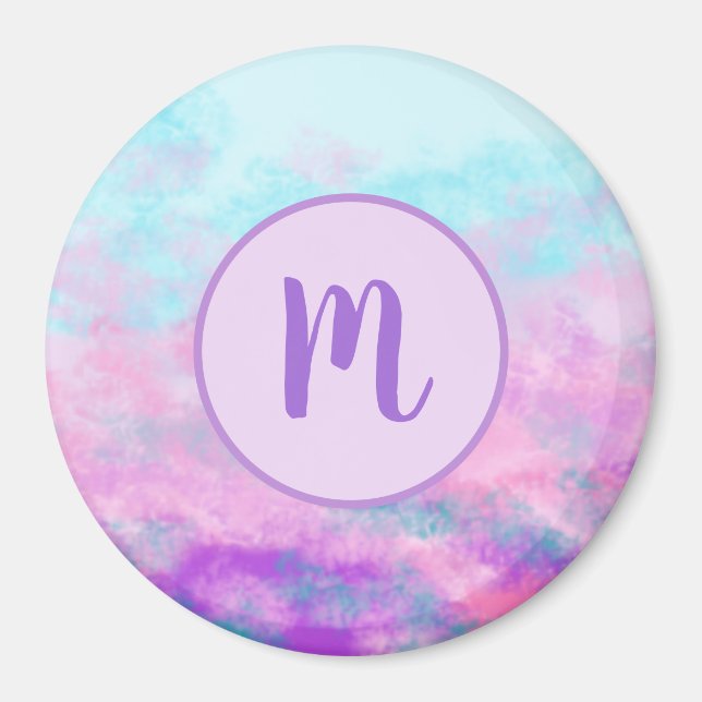 Süßes rosa Wolken-Monogramm Magnet (Vorne)