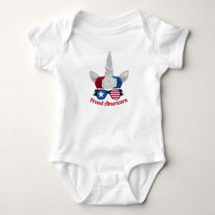 Süßes Rot Weiß Blau Glitter Einhorn Baby Strampler