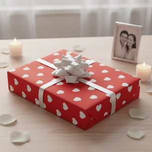 Süßes-Rot-Weiß-Valentinstag-Herzen Geschenkpapier
